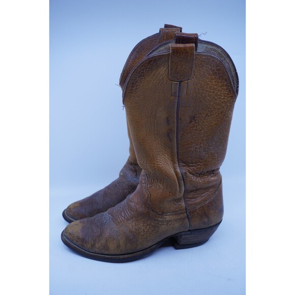 Vintage Olathe Boots Men Size 9.5 E Wide Tall Riding Brown Leather Western USA - Picture 3 of 10